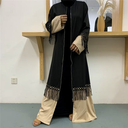 A Muslim Lace Abaya  With Tassels