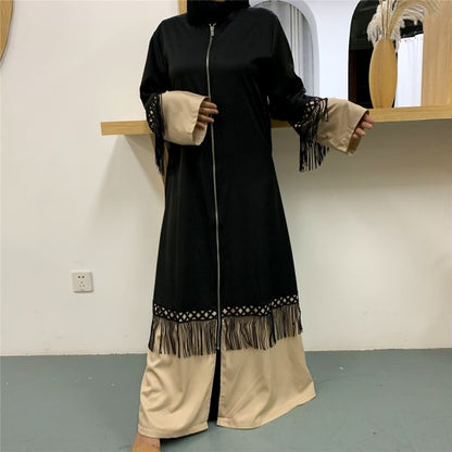 A Muslim Lace Abaya  With Tassels