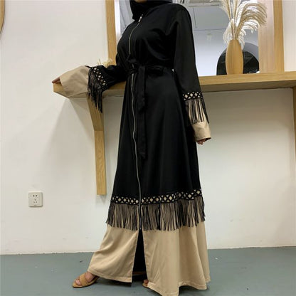 A Muslim Lace Abaya  With Tassels