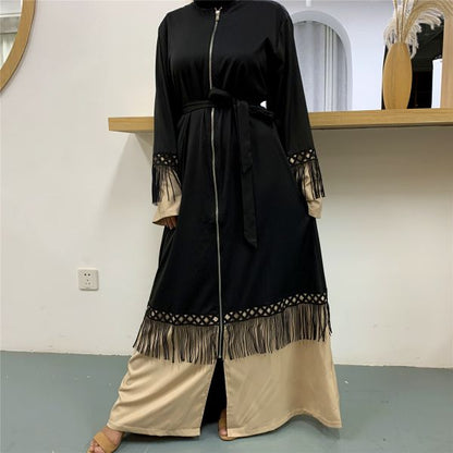 A Muslim Lace Abaya  With Tassels