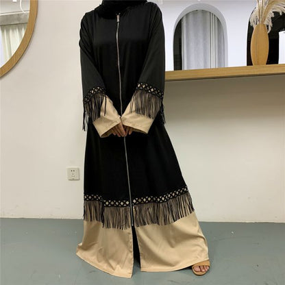 A Muslim Lace Abaya  With Tassels