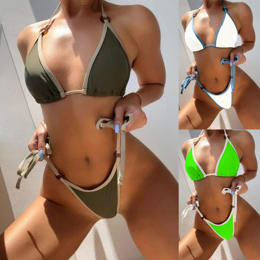 European And American Solid Color Split Bikini