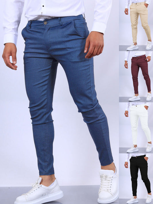 Solid Textured Casual Pants