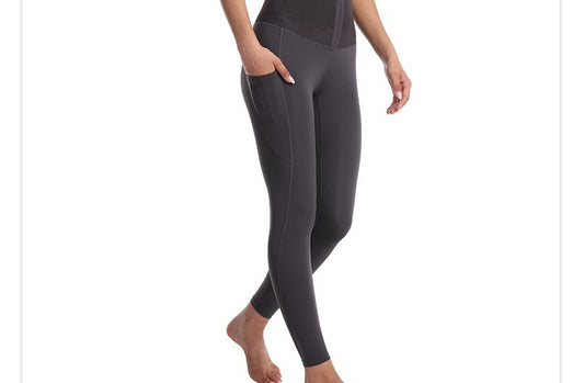 Multi-breasted Abdomen-tucking High waist Hip Yoga Pants